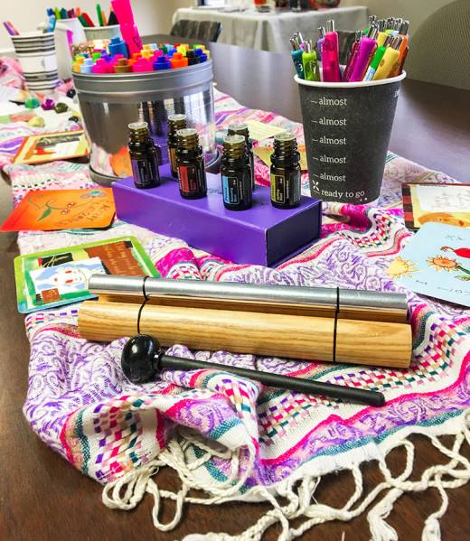 table set up for vision board workshop